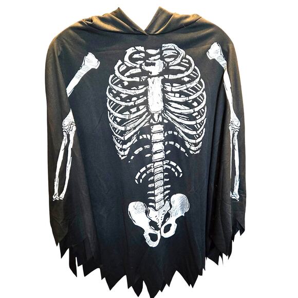 Spirt Black Cape Bones Hood Women's One Size Fits Most Halloween Skeleton - Picture 1 of 5